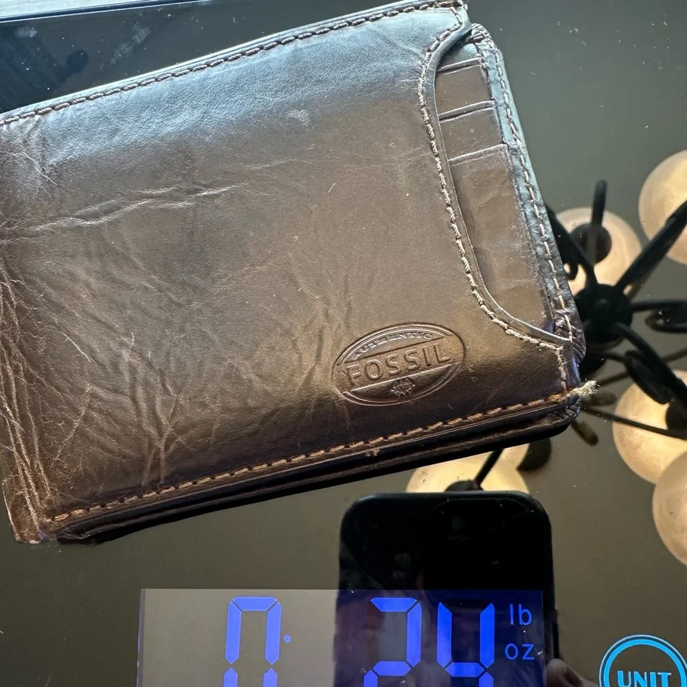 Fossil Derrick Brown Leather Bifold Wallet Sliding 2-in-1 Removable Card Case